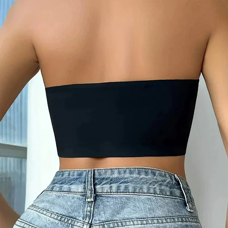 2025 Fashion Women Tube Tops Strapless Bra Black Skin Chest Wrap Bandeau Unlined Seamless Breathable Comfortable Underwear Tops