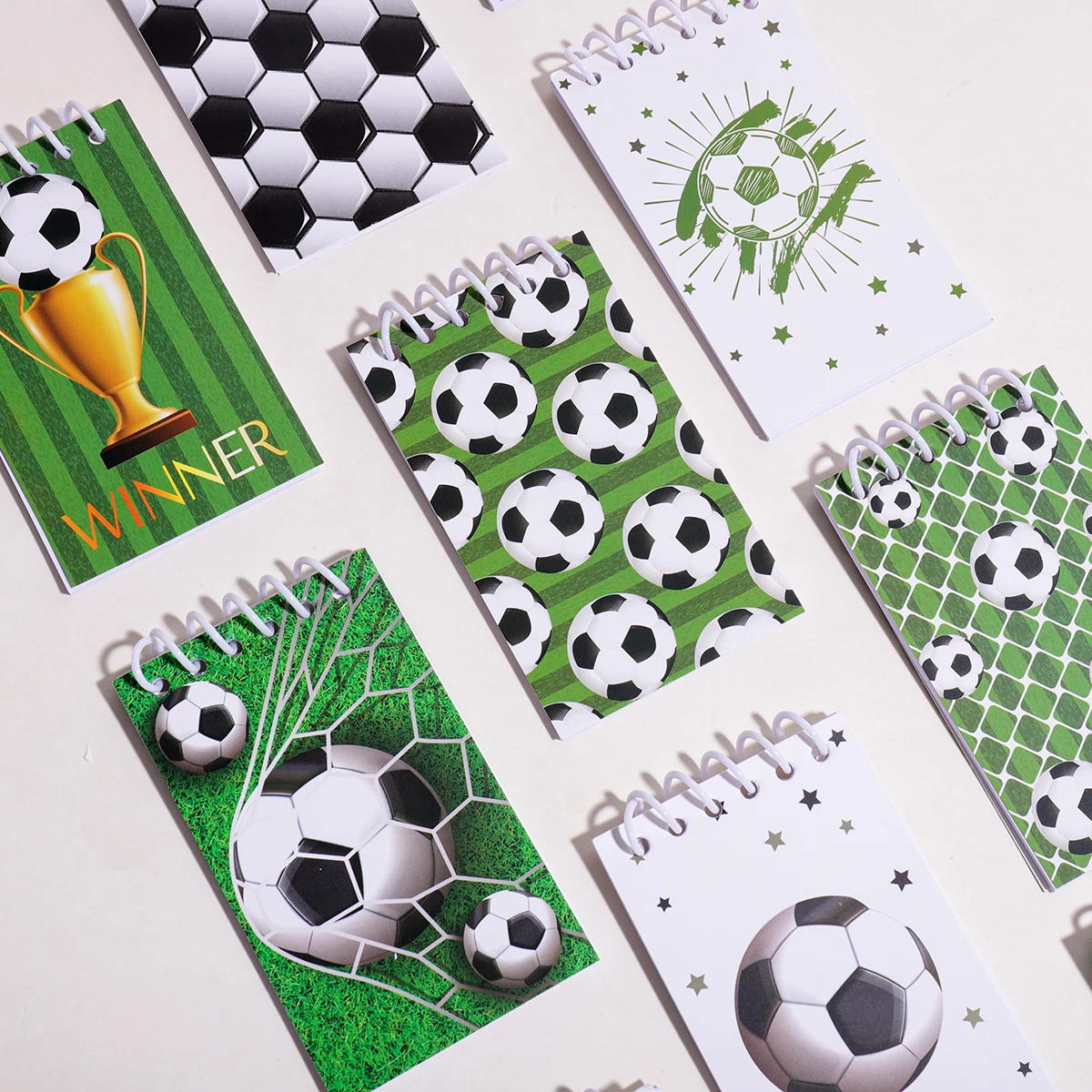 10-Pack Soccer Mini Spiral Notebook Cute Football Print Back to School Pocket Memo Pad for Kids Boys Birthday Party Favor Gift