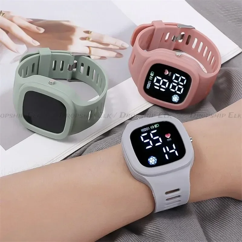 New LED Digital Watch Electronic Watch Button Square Silicone Touch Screen Boys and Girls Watches Sports Fashion Wrist Watch