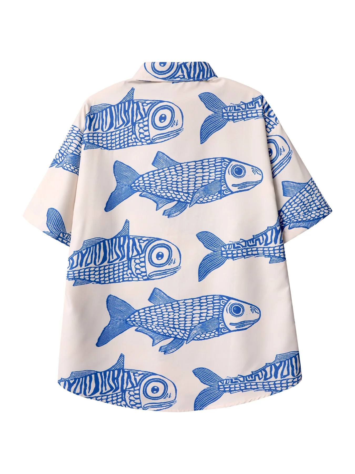 Oversized American Style Fried Street Fashion Small Fish Print New Personalized Mens Shorts Casual Shirts For Summer