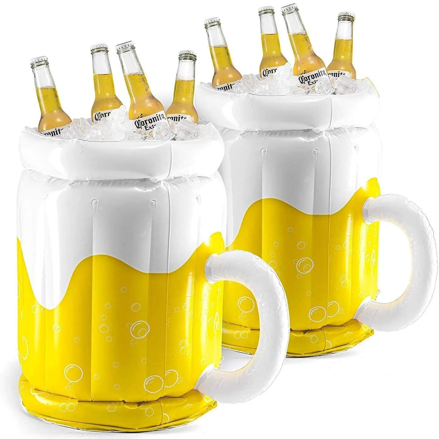 PVC Inflatable Beer Mug Beverage Cooler Ice Bucket for Oktoberfest Collection Backyard BBQ Summer Pool Party Decorations