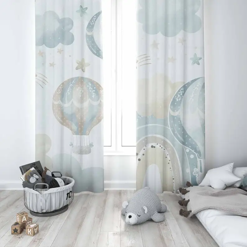 Baby Boy Nursery Curtain Rainbow Cloud Kids Bedroom Black Out Nursery Decor Baby Room Curtains Playroom Curtains
