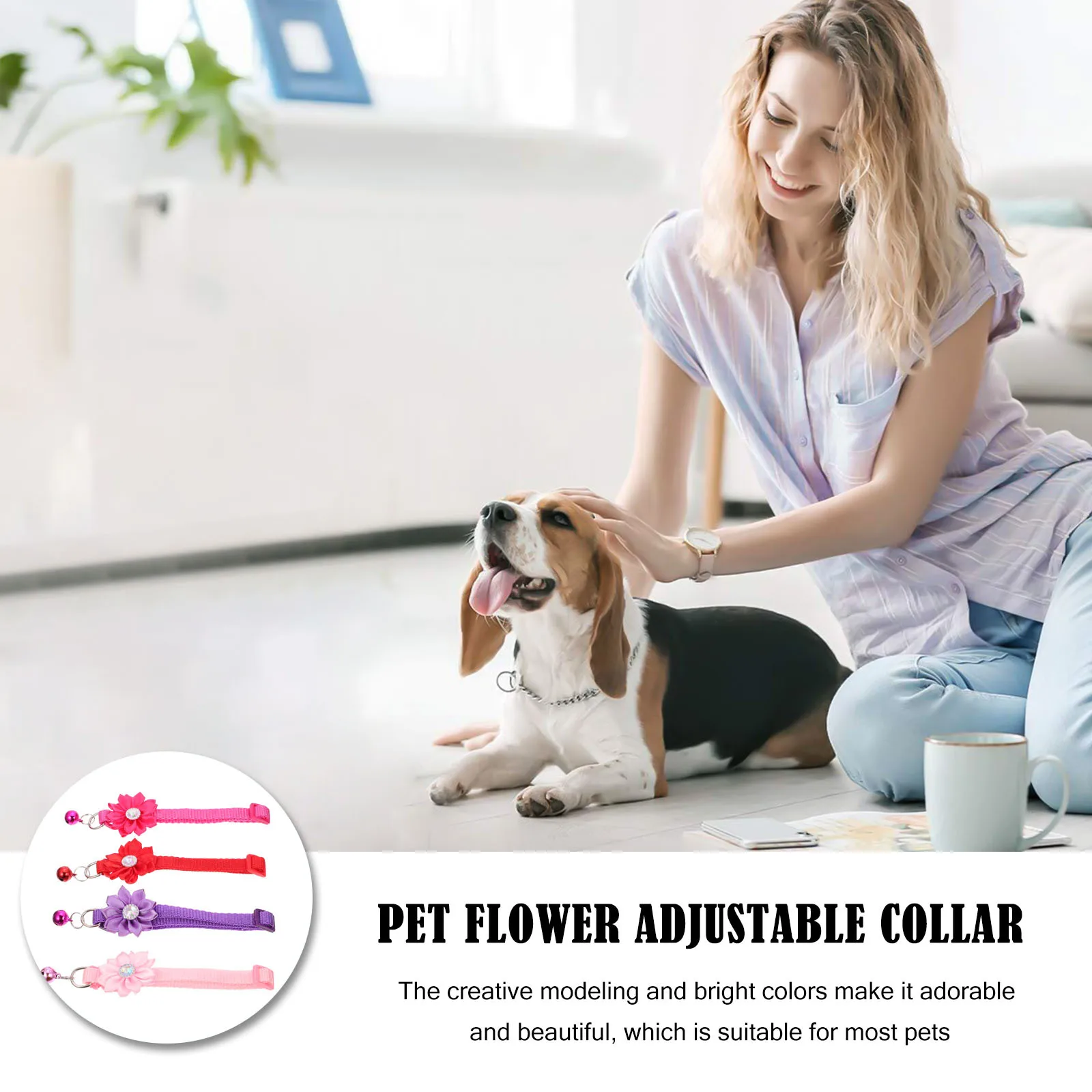 

4pcs Flower For Adjustable Dog Cat Party Favor For Pet Neck Decoration Bell Party Favor Pet Supplies Cartoon Collar
