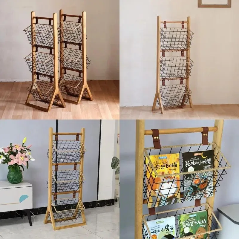 Creative Durable Solid Wood Multi Layer Storage Shelf Bookshelf for Floor Ceiling Household Toy Book Display