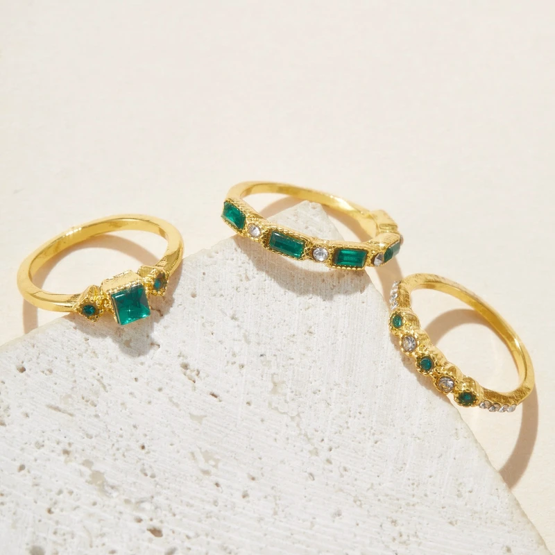 3 قطع/مجموعة من خواتم الزركون المرصعة بتصميم هندسي، مناسبة للأزياء النسائية الفاخرة، مجوهرات قابلة للفصل، إكسسوارات خاتم الزواج #5