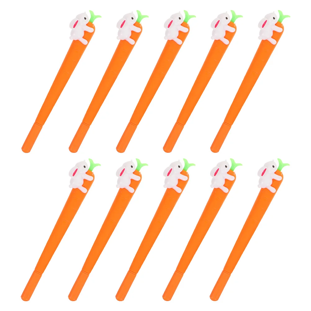 

10 Pcs Rabbit Carrot Pen Shape Ink Adorable Gel Pens Pattern Novelty Office Signature Smooth Writing