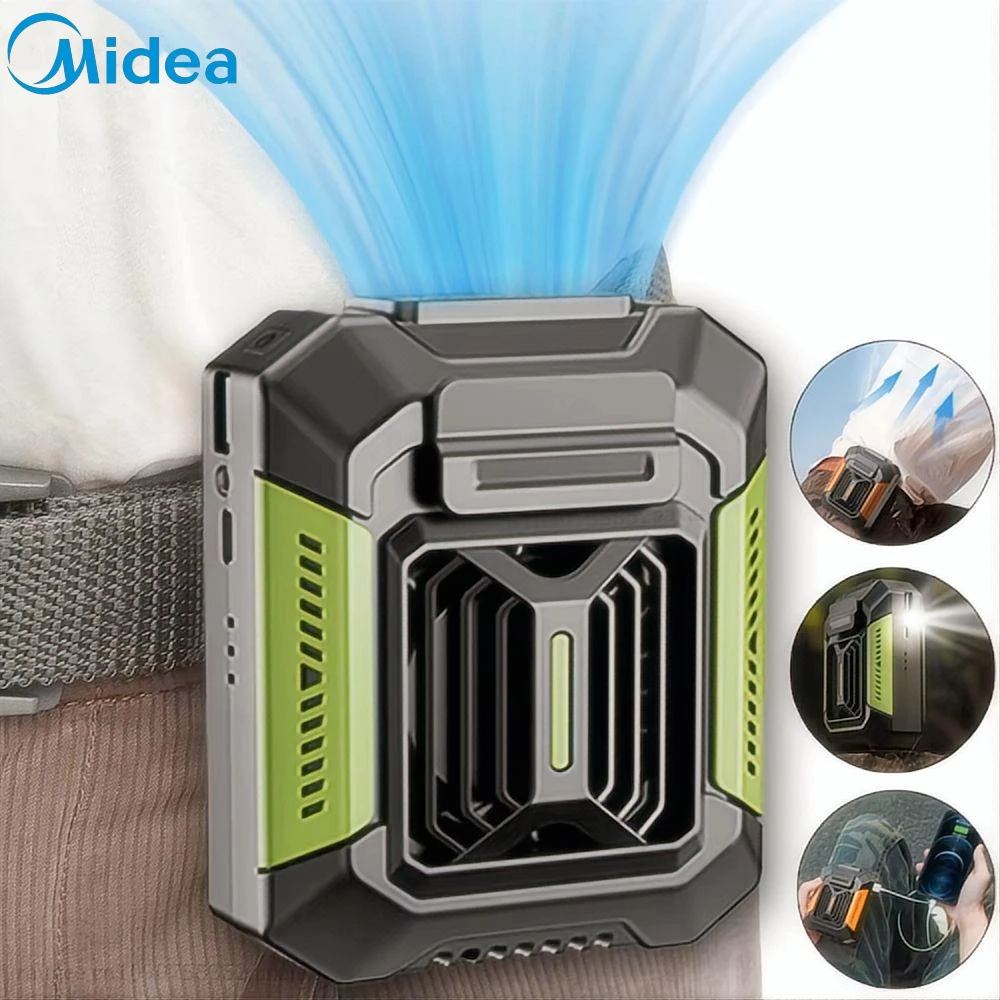 ميديا الشخصية حزام كليب مروحة المحمولة قوة البنك مصباح يدوي يمكن ارتداؤها مروحة معلقة الرقبة مروحة للأعمال في الهواء الطلق التنزه التخييم 2025