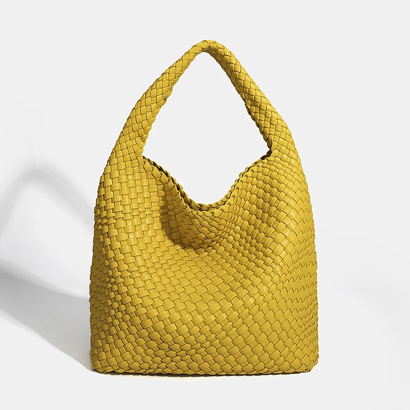 Gewebte Einkaufstaschen für Frauen weiche Leder Einkaufstasche gewebte Damen handtaschen Sommer Umhängetasche große Kapazität Top-Griff Tasche – Detail 16