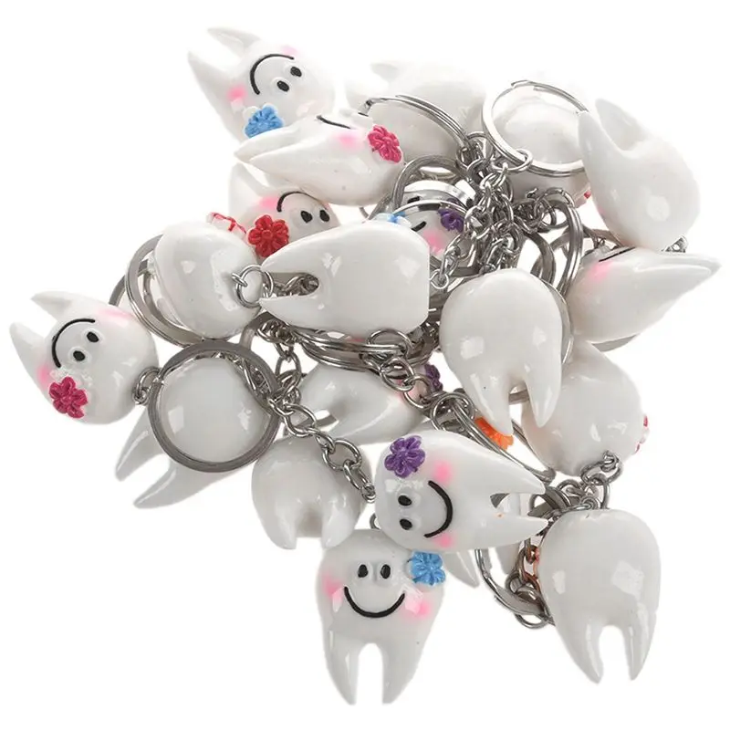 IALJ-80 Pcs Keychain Key Ring Hang Tooth Shape Cute Gift