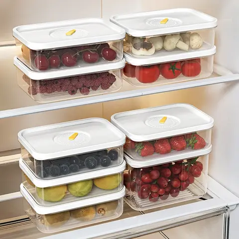 명확한 950ML 냉장고 저장소 Crisper 신선한 음식 과일 용기 플라스틱 전자 레인지 도시락 상자 냉장고 주최자 냉동고 상자