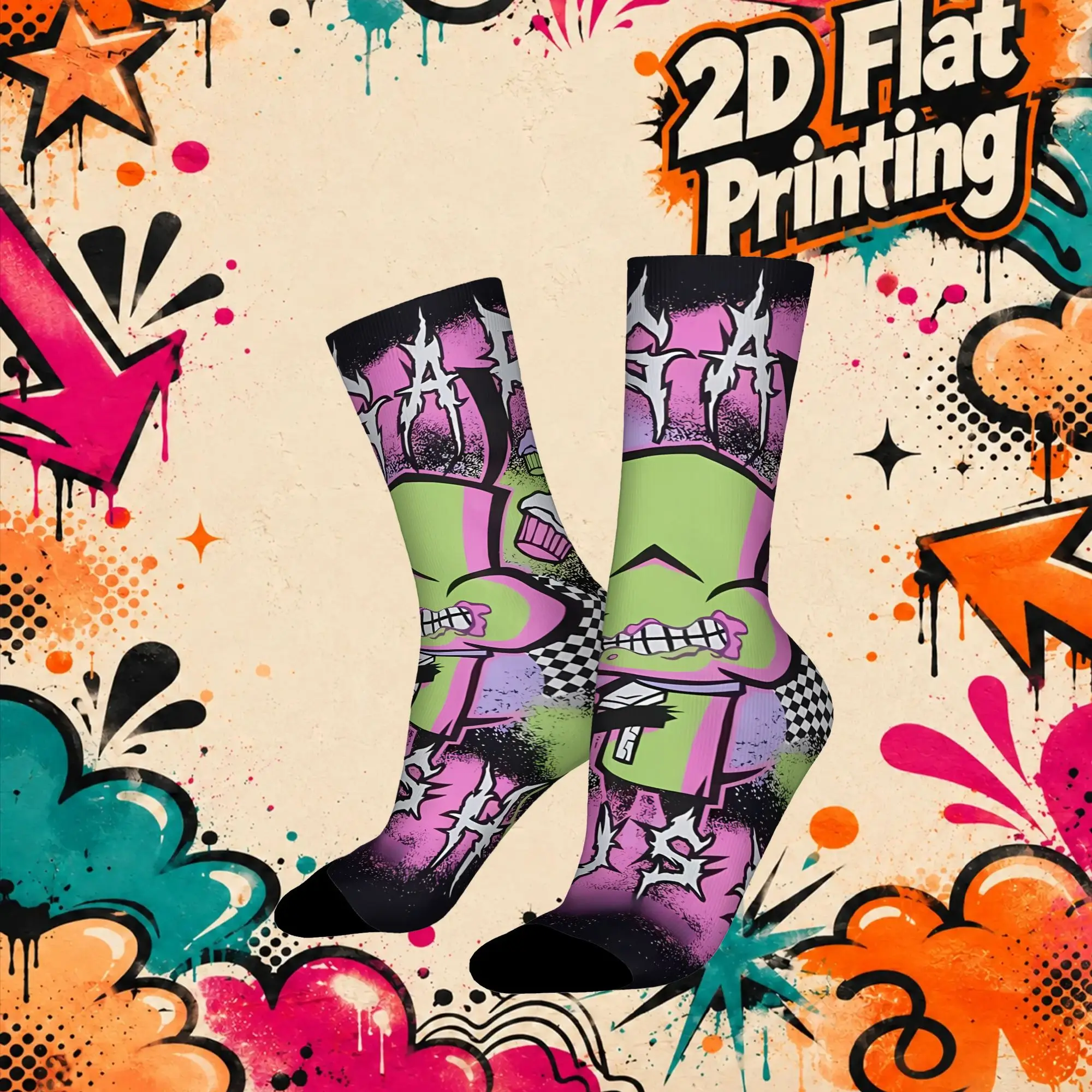 Invader Zim Anime Novelty Men's  Mid Tube Winter Socks Unisex Breathable Crew Sock Cycling Socks