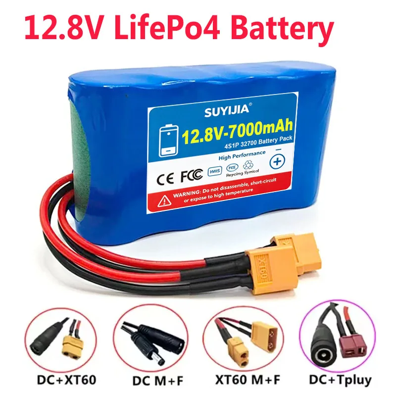 12V 4S1P 32700 LiFePO4 Battery Pack 7000mAh Built-in BMS Electric Boat Battery 12.8V Uninterruptible Power Supply