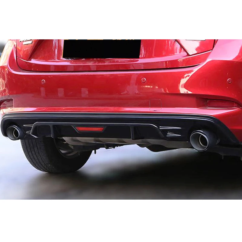 For Hatchback Mazda3 Axela Accessories Car Rear Bumper Split Body Kit Spoiler Diffuser Modification PP Plastic Rear Lip 2017 -18
