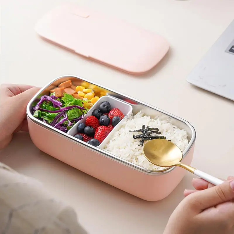 1L Electric Lunch Box Rice Cooker Lunch Heating Box Constant Temperature Heating Food Warmer 316 Stainless Steel 24V US/EU Plug