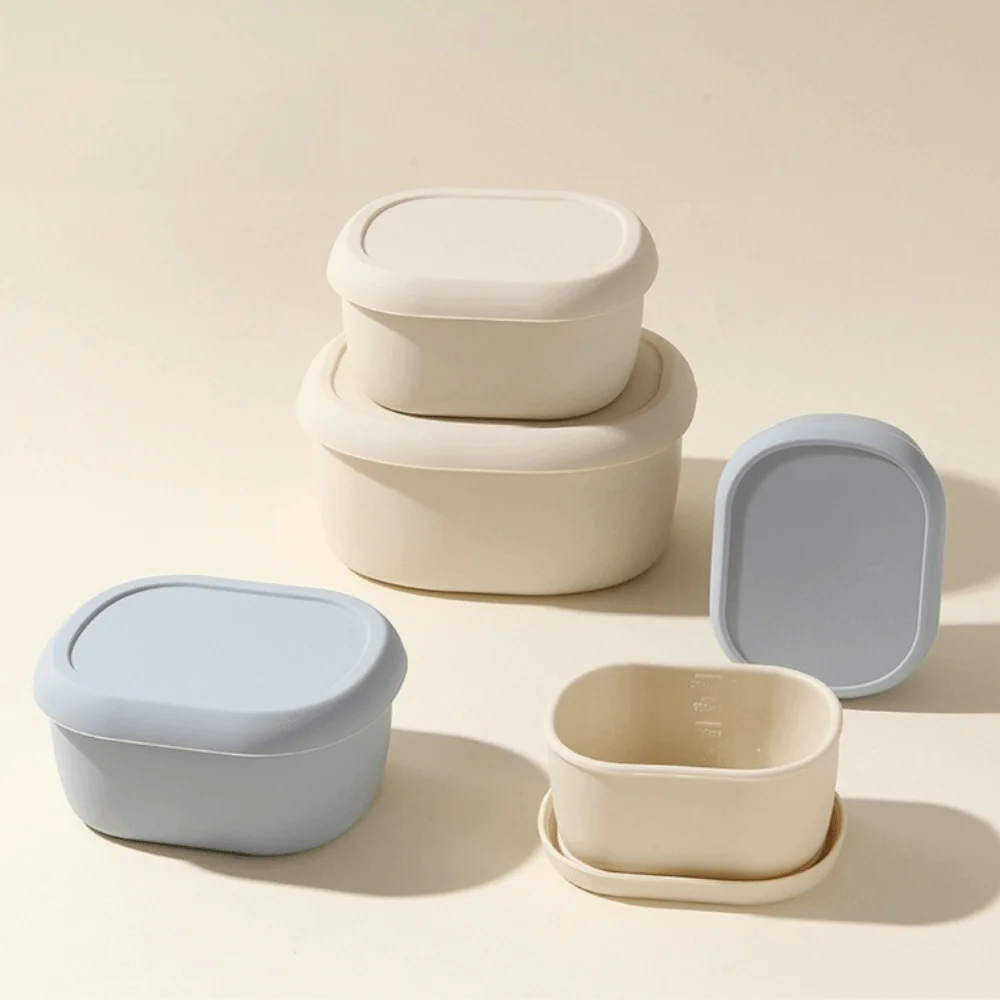 New Food Grade Silicone Lunch Box with Lid Leak Proof Food Container Fresh Keeping Heat Resistant Storage Box Picnic