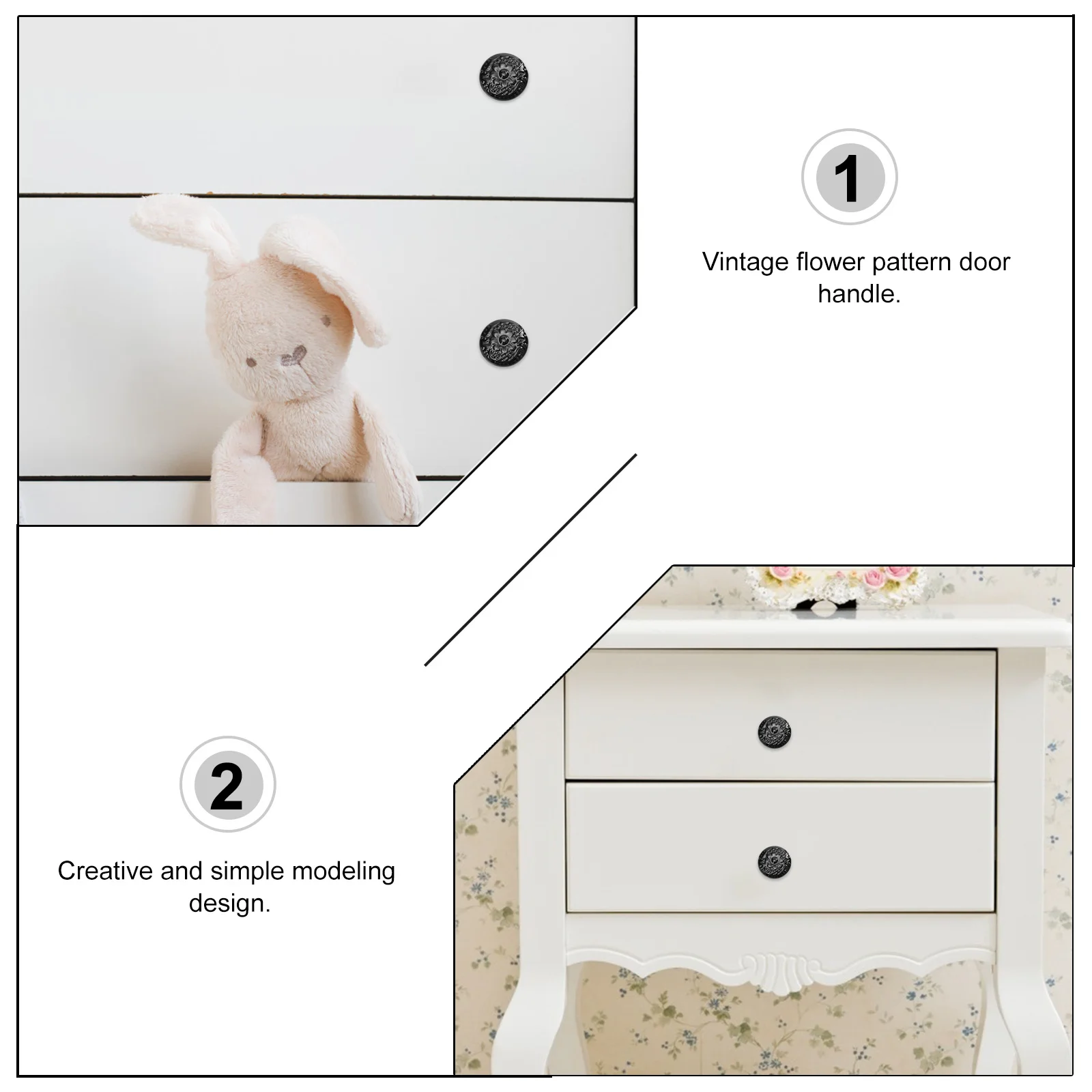 

4Pcs Ceramic Round Drawer Handles Vintage Flower Pattern Single Hole Pull Knobs for Wardrobes Cabinets Dressers Doors