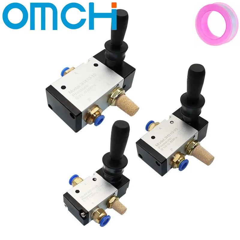 3H210-08 3H310-10 3H410-15 Pneumatic Air Hand Lever Operated Valve Manual Control 2 Position 3 5Port Push-Pull 3/2 5/2 Way 2