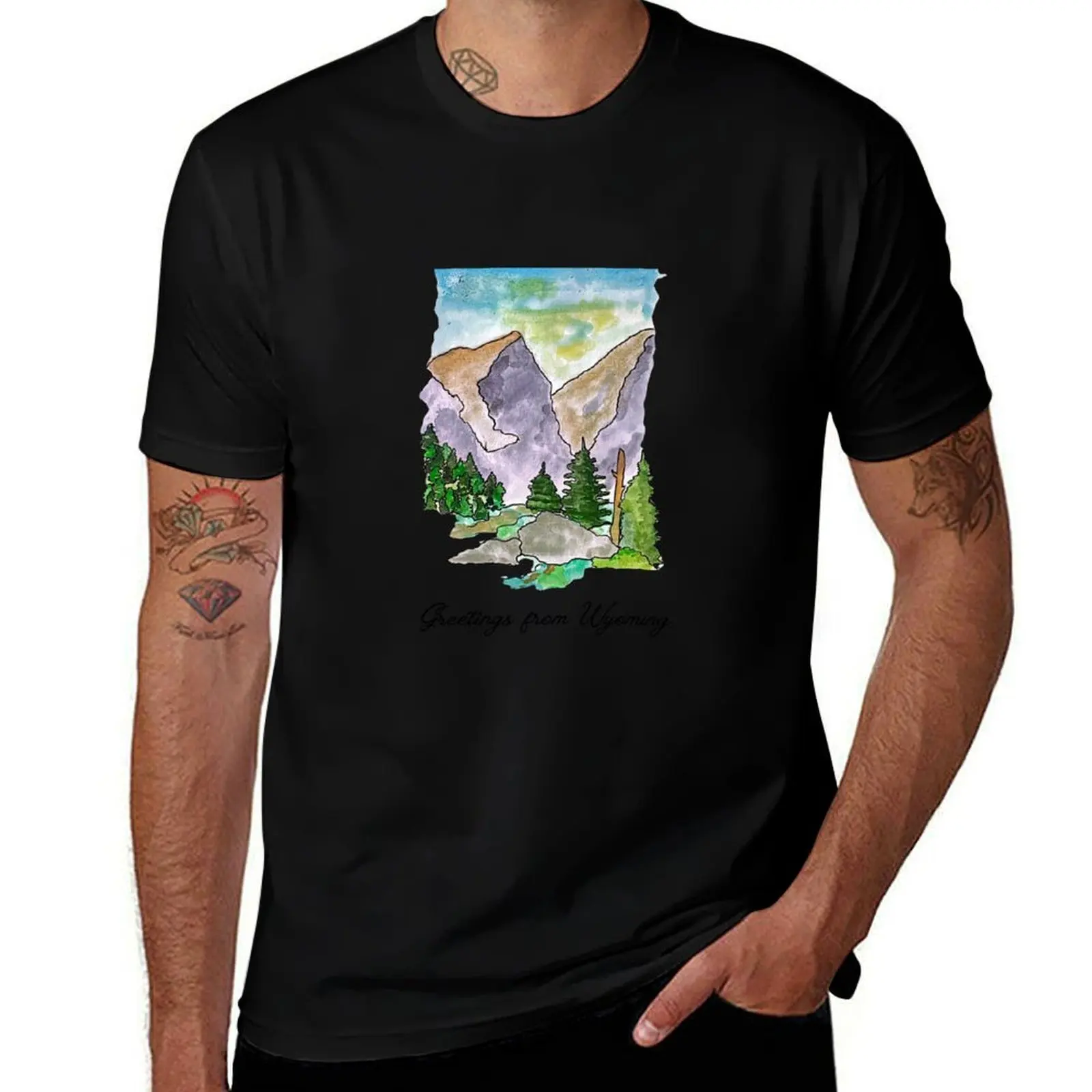 

Greetings from Wyoming T-Shirt sublime new edition sports fans Man t-shirt big and tall t shirts for men
