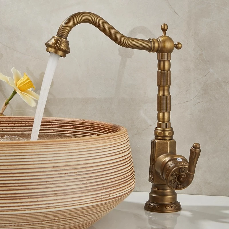 Antique Faucet Hot and Cold Basin Mixer Tap Retro Brass Bathroom Faucets Antifreeze Outdoor Water Taps