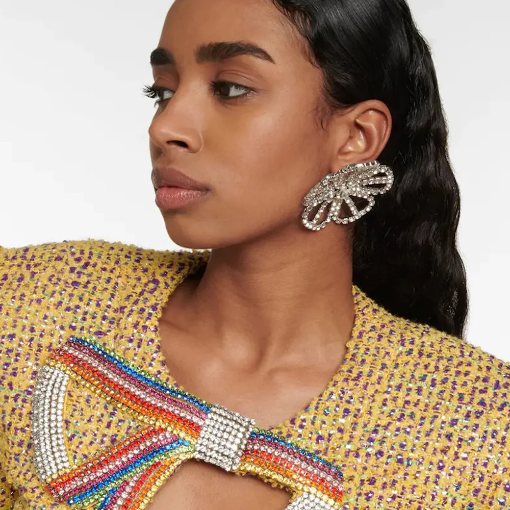 

Лидер продаж, модные роскошные серьги в виде искусственной кожи, крупные блестящие серьги неправильной формы в форме крупного цветка, оптовая продажа