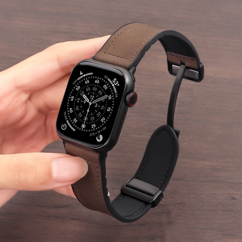 Echtes Lederarmband für Apple Watch Band 11 46mm 42mm 44mm 40mm 45mm 41mm Armband iWatch Series 10 9 8 7 SE3 Ultra 3 2 49mm