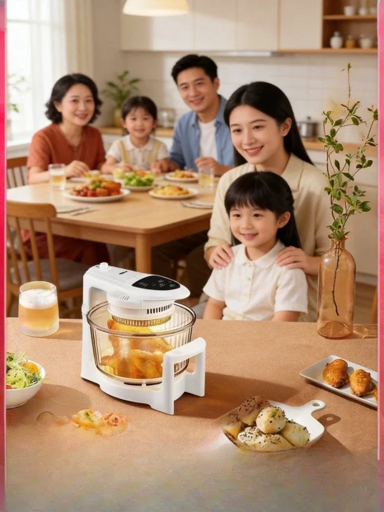 Household Visual Air Fryer Low Fat Smoke-free Electric Fryer with Silent Heating Design, Multifunctional Halogen Oven Kitchen