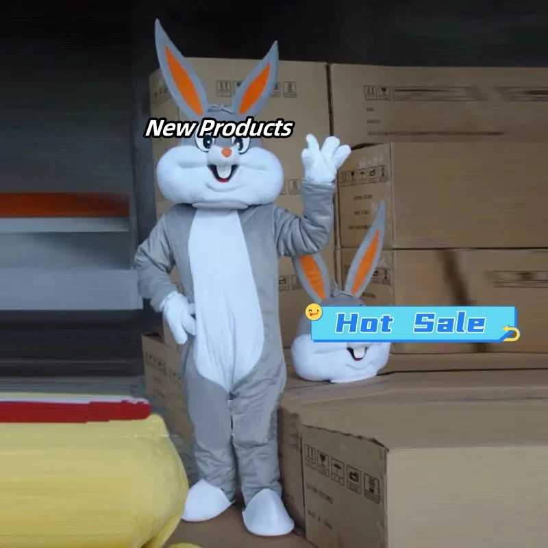 2028 High Quality Best Selling Soft Plush Fabric Funny Rabbit Costumes Grey bunny Costumes Mascot for adult