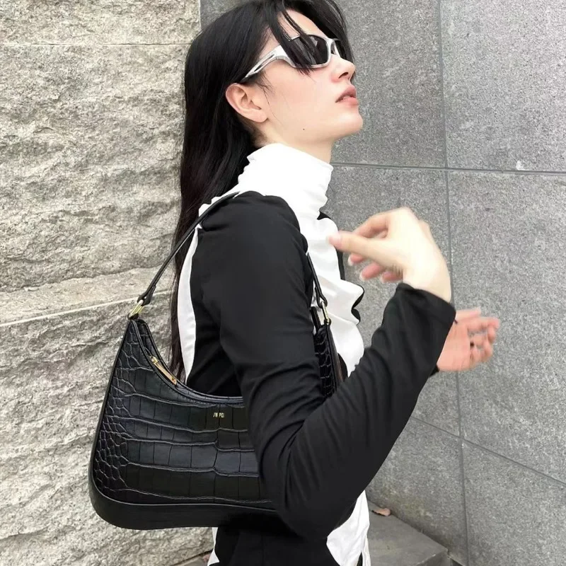 JWPEI Bags for Women Shoulder Crocodile Pattern French Style Shoulder Underarm Bag Stick Bag Female 2023 New Luxury Handbags