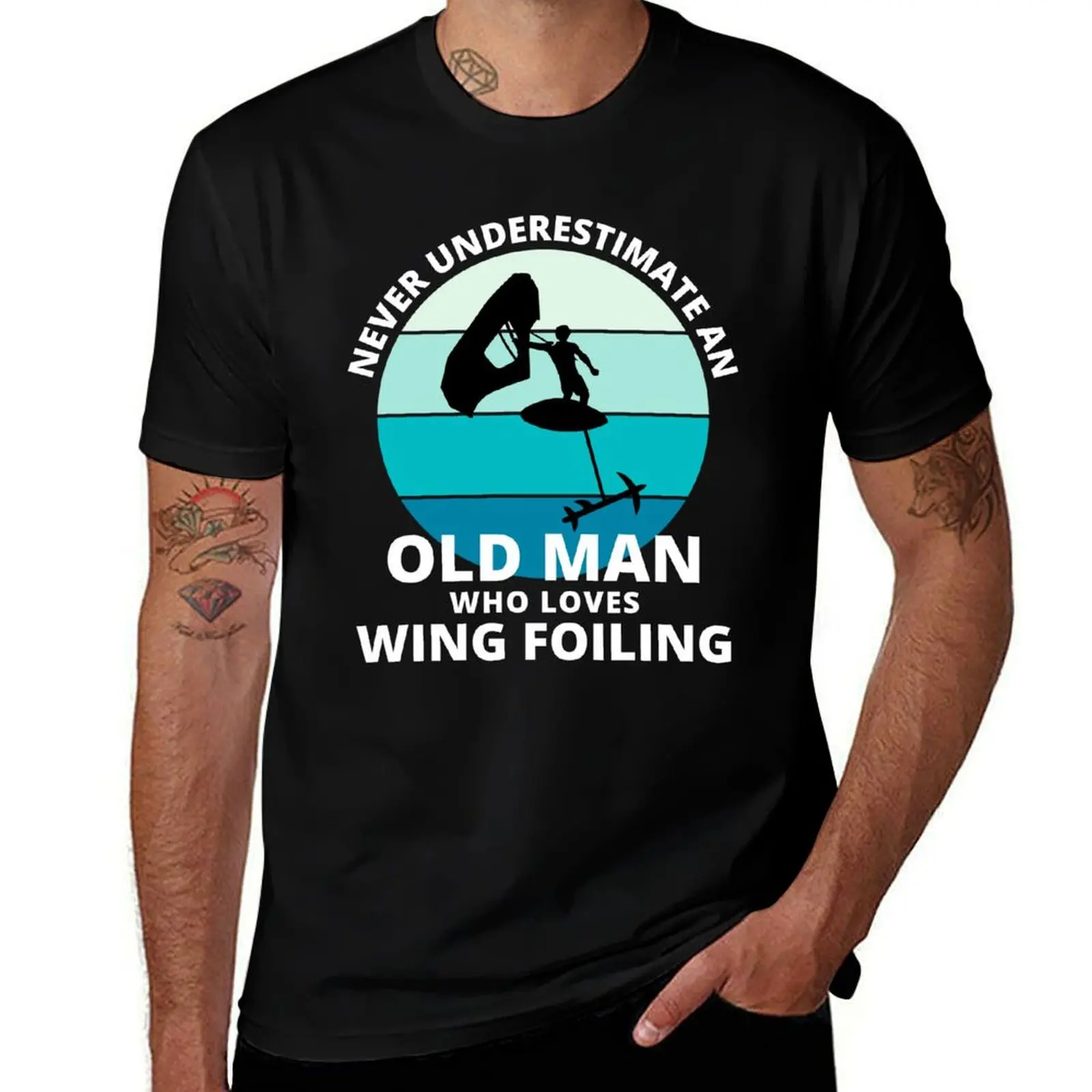 Wing Foiling Surfing Dad Grandpa Fathers day Funny T-Shirt Worker Basic Short Sleeve Tee T-Shirt