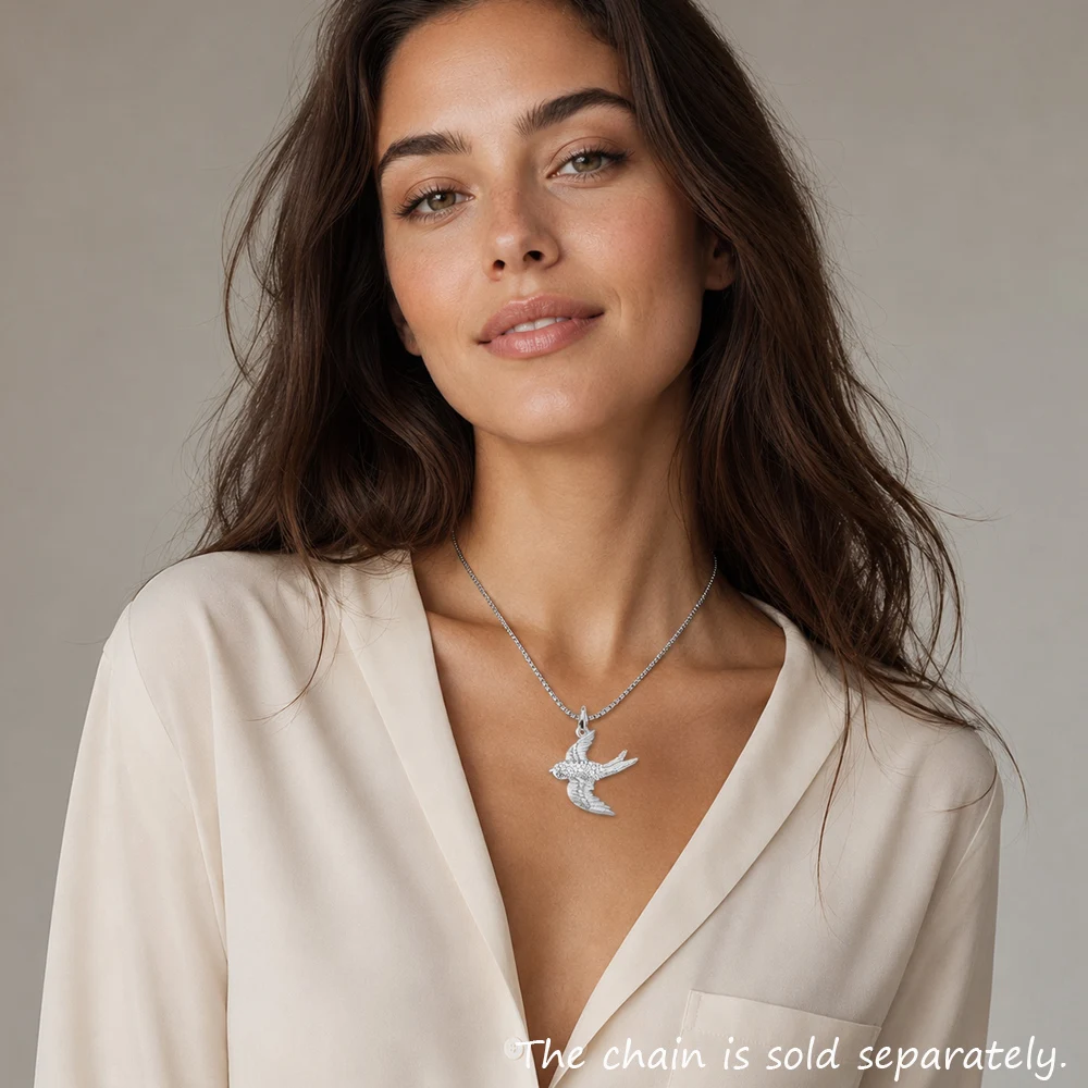 Pendant Swallow Pave New Glam 925 Sterling Silver Jewelry Europe Style Fashion Accessorie Gift For  Soul Woman