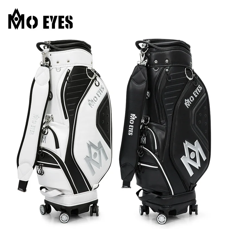PGM MO EYES Golf Bag Mens Telescopic Standard 3D Embossed 4 Wheel Push Air Travel