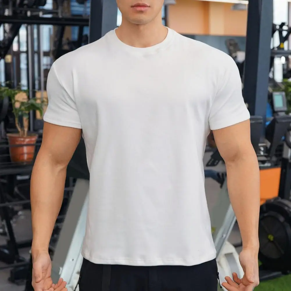 Frühling Sommer Mode männer T-shirt Rundhals Shirt Kurzarm Fitness Top Freizeit Sport T-shirt Männer Sportswear