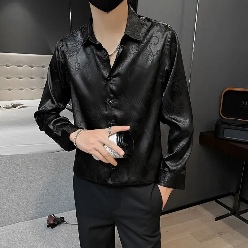 Shirts for Men Business Black Man Shirt Funny Plain Anime Graphic High Quality Luxury Summer Fashion 2024 Trendyol Slim Fit Silk