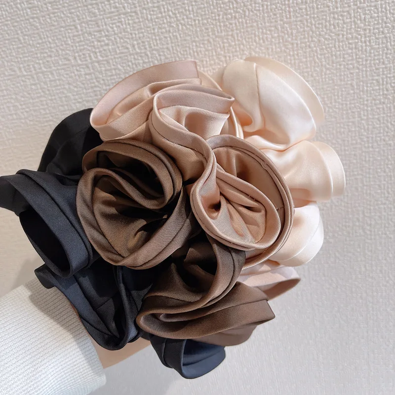 Fashion Design satynowe jelito kucyk opaska do włosów dla kobiet jednokolorowe Scrunchie elastyczne gumowe opaski do włosów nakrycia głowy — zdjęcie 6