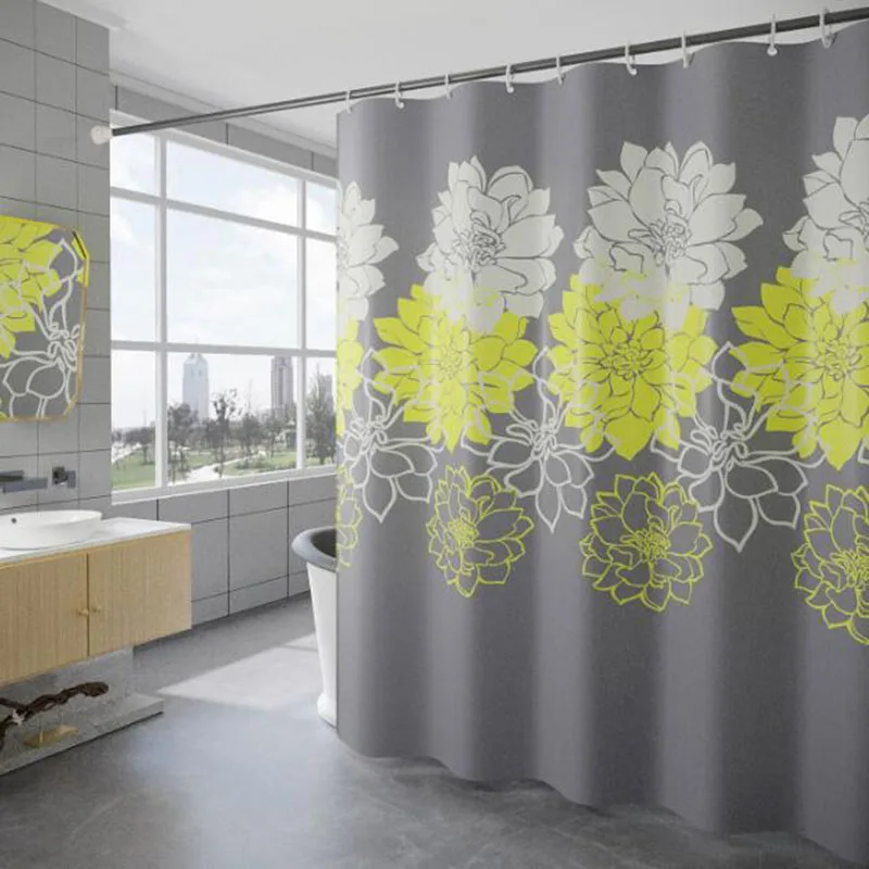 

Занавеска для душа с рисунком пиона, водонепроницаемая утолщенная занавеска для ванны с крючками, аксессуары для украшения ванной комнаты, домашний текстиль