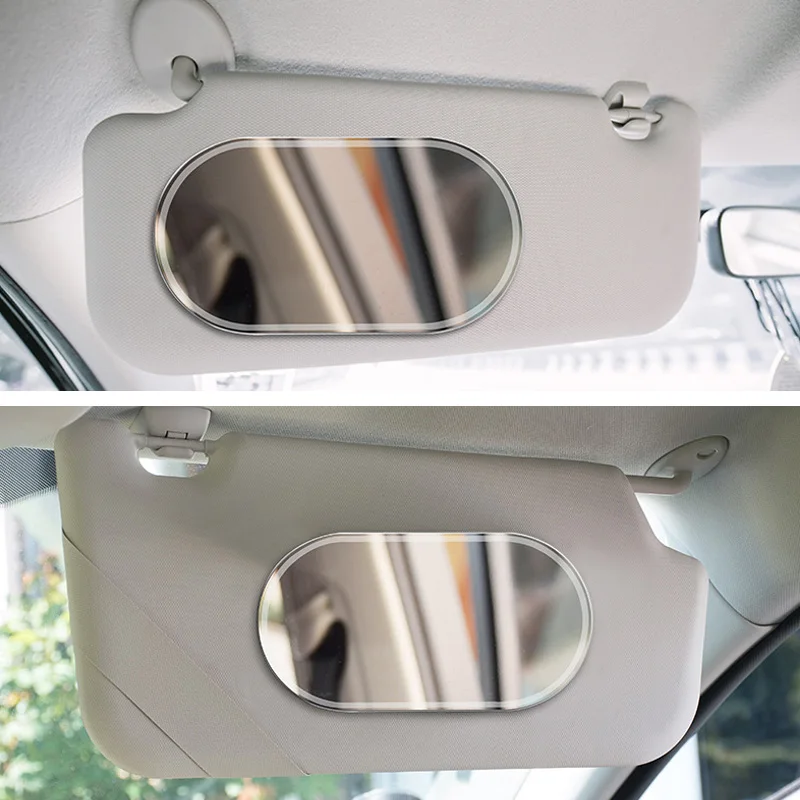 

Car Makeup Mirror Stainless Steel Portable Auto Sunshade Visor HD Beauty Mirrors Car Interior Universal Styling Rearview Mirror