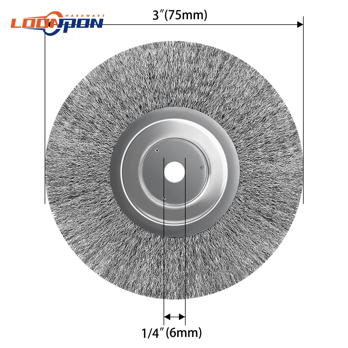 

75mm 3" Stainless Steel Wire Crimped Wheel Brush with 1/4" 6mm Bore for Angle Grinder Derusting Cleaning and Surface Polishing