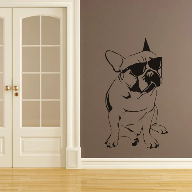 French Bulldog Sunglasses Dogs Wall Stickers Decal DIY Home Decoration Wall Mural Removable Bedroom Sticker 3 Sizes