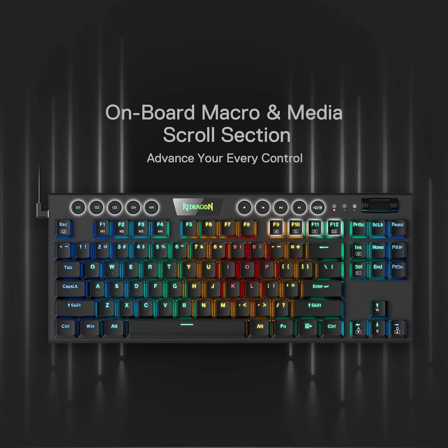 Imagem -03 - Redragon-horus Tkl Rgb Teclado Mecânico com Fio Gaming Perfil Baixo Interruptor Vermelho K622