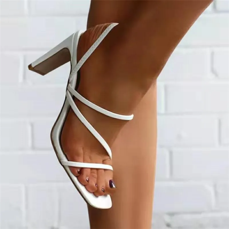 Heel Women Sandals 2024 Fashion Open Toe High Heel Shoes Women Thin Strap Combination Thick Heel Party Shoes for Women