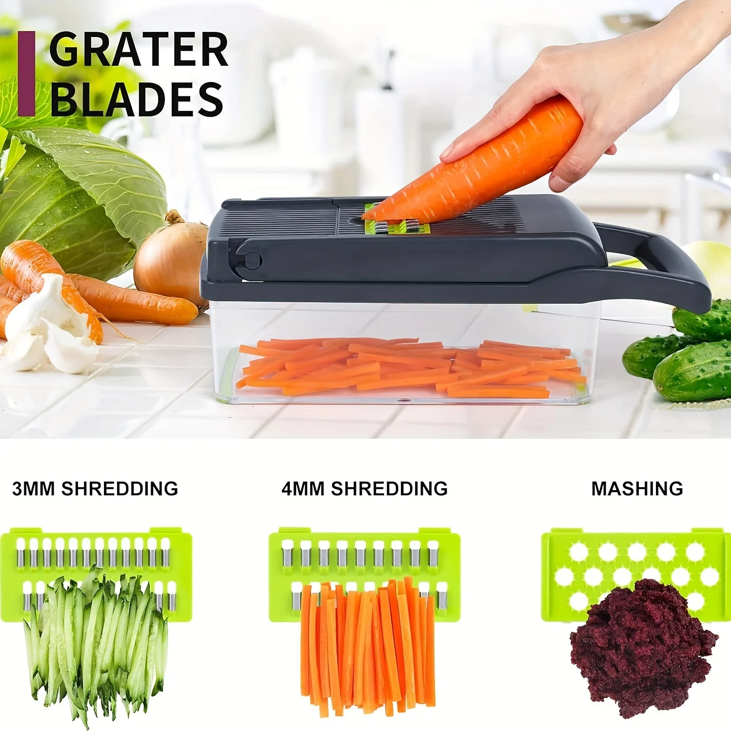 

16 In 1 Multifunctional Vegetable Chopper Slicer Shredder With Basket Fruit Slicer Potato Shredder Grind Gadgets Kitchen Tools