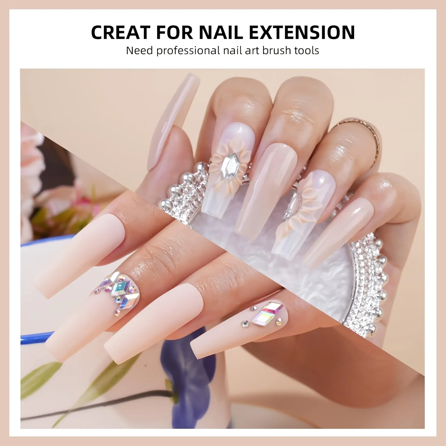 Conjunto de pó acrílico rosa Morovan: pó acrílico profissional para unhas de 2 onças, pó de cristal DIY 3D Nail Art sem lâmpada, Perfe