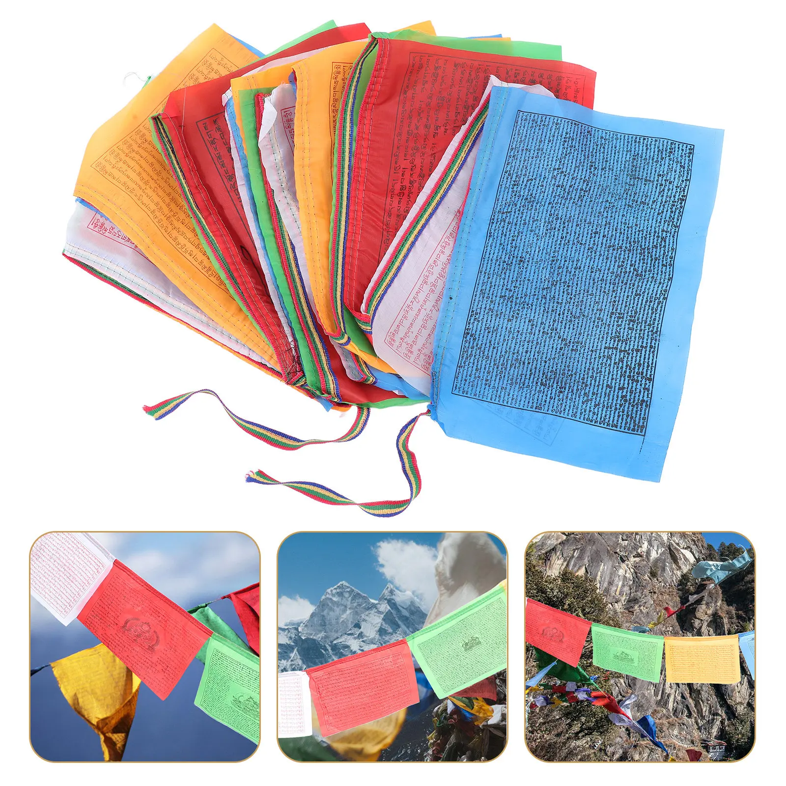 Outdoor Tibetan Prayer Flags Multicolor String For Meditation Decorative Prayer Flags Garden Buddhist Banner For Worship 20pcs/S
