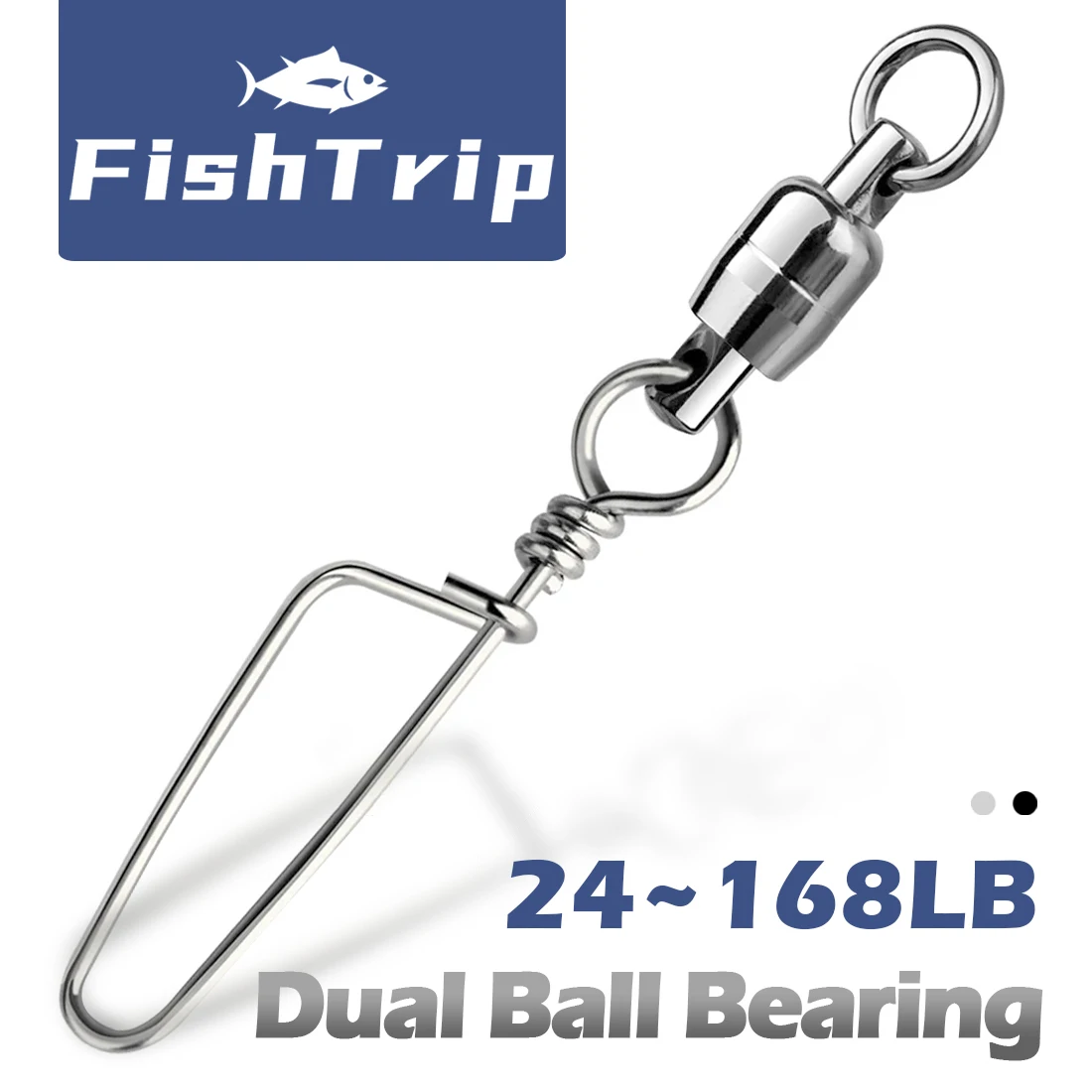 FishTrip 10Pcs Dual Ball Bearing Swivels Coastlock Snap Heavy Duty Stainless Steels Tournament Snap for Saltwater Fishing