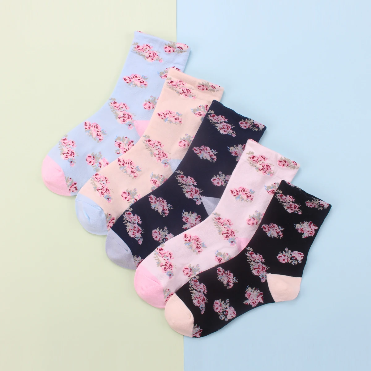 

Носки женские хлопковые в полоску, Повседневные Дышащие милые, с цветочным рисунком, с портом, короткие для девушек, 5 пар, весна-осень
