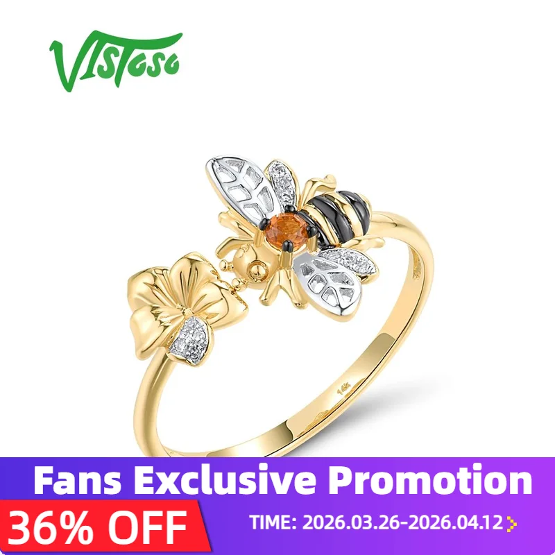 

Женское кольцо из желтого золота VISTOSO, с цитрином и бриллиантами, 14 к, 585 пробы