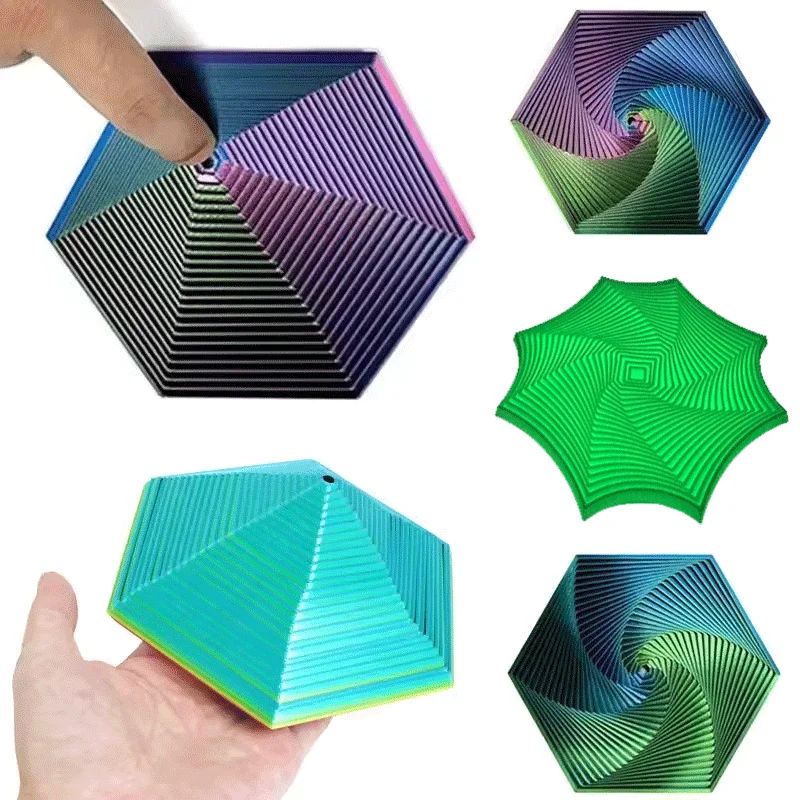 

3D Printed Expanded Sensory Fidget Star Model Visual Illusion Octagonal Whirling Spiral Ornaments Stress Relief Board Game