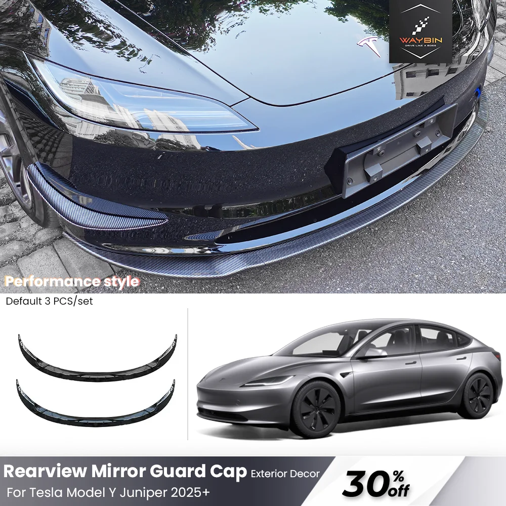 

For Tesla Model 3 Highland 2024 Fox Sport Front Bumper Lip ABS Glossy Carbon Spoiler Body Kits Upgrade Auto Accessories