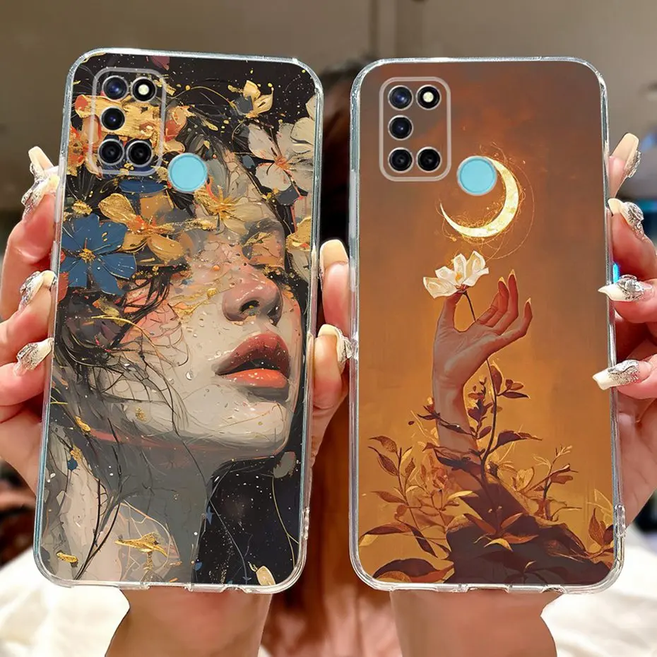 

Модный чехол с рисунком для Realme C17, мягкие силиконовые чехлы для телефонов из ТПУ для Realme C17 RMX2101, чехлы, бамперы