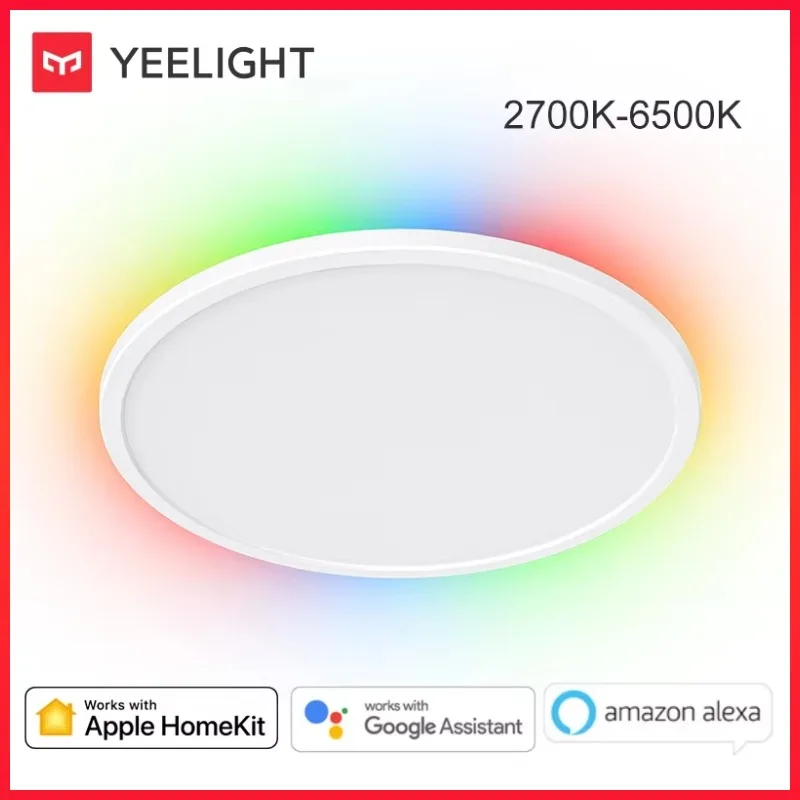 Yeelight-インテリジェント音声制御シーリングライト,調光可能,rgb,wifi,18w,21w,24w,2700-6500k,超スリム,mihomeで動作